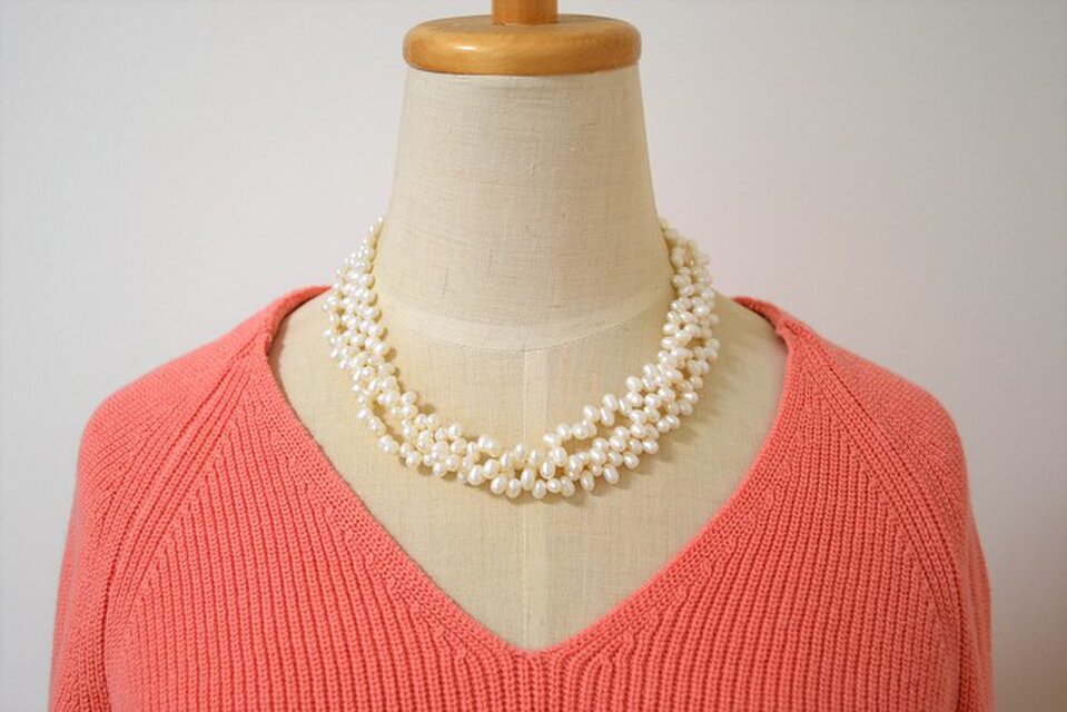 淡水パール　3連ボリュームネックレス