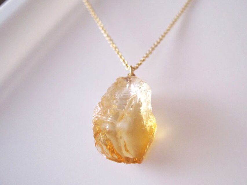 シトリンの原石ネックレス/chitrine/Brasil14kgf