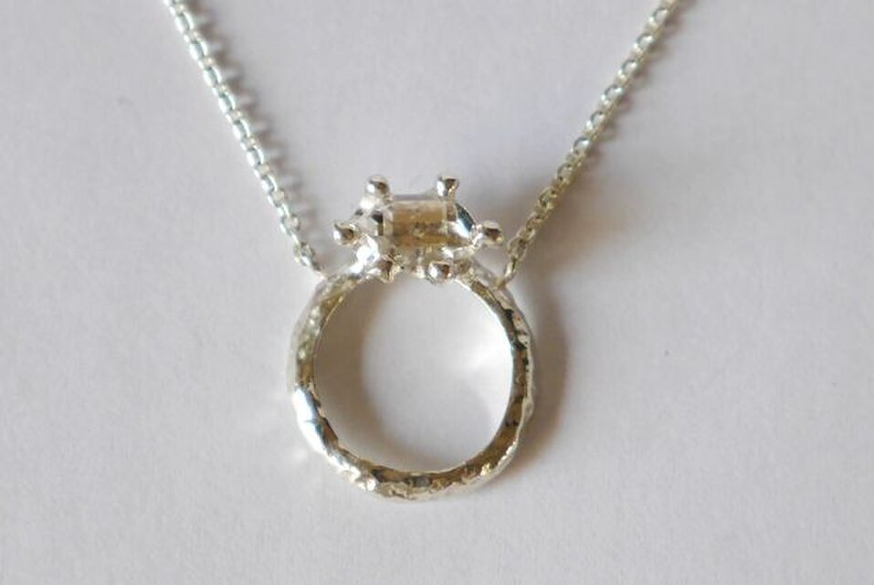 Herkimer diamond baby ring necklace(sv) ハーキマーダイヤモンド