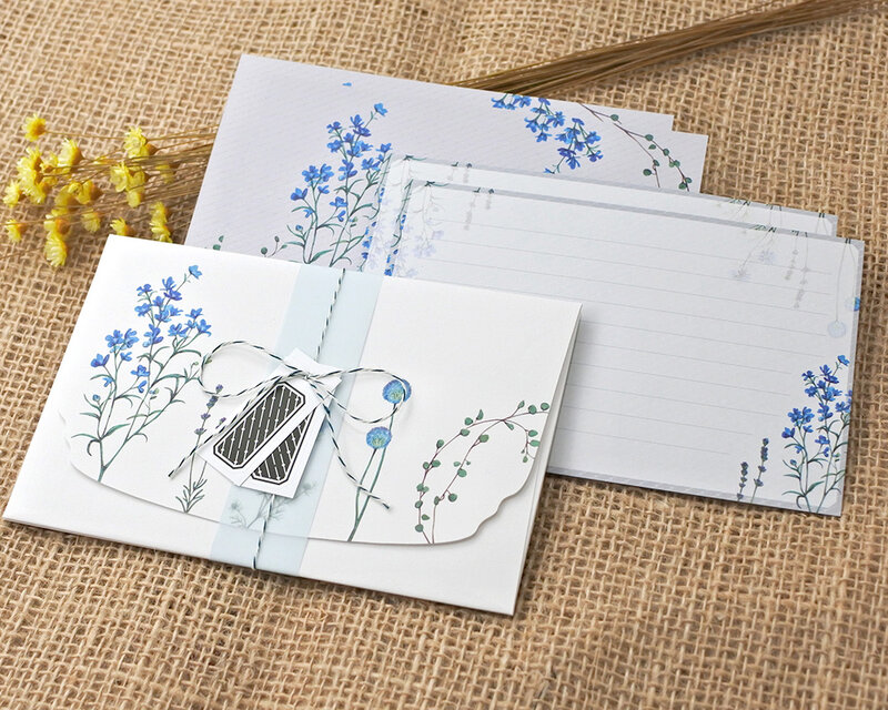 ブルーの花たちのレターセット