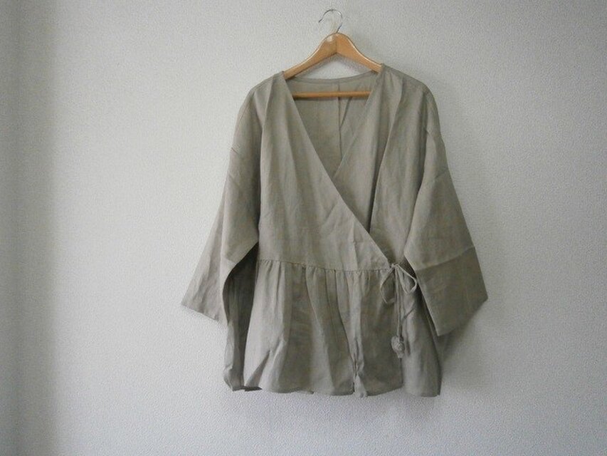 en-enフランスリネン・カシュクール羽織・麻色