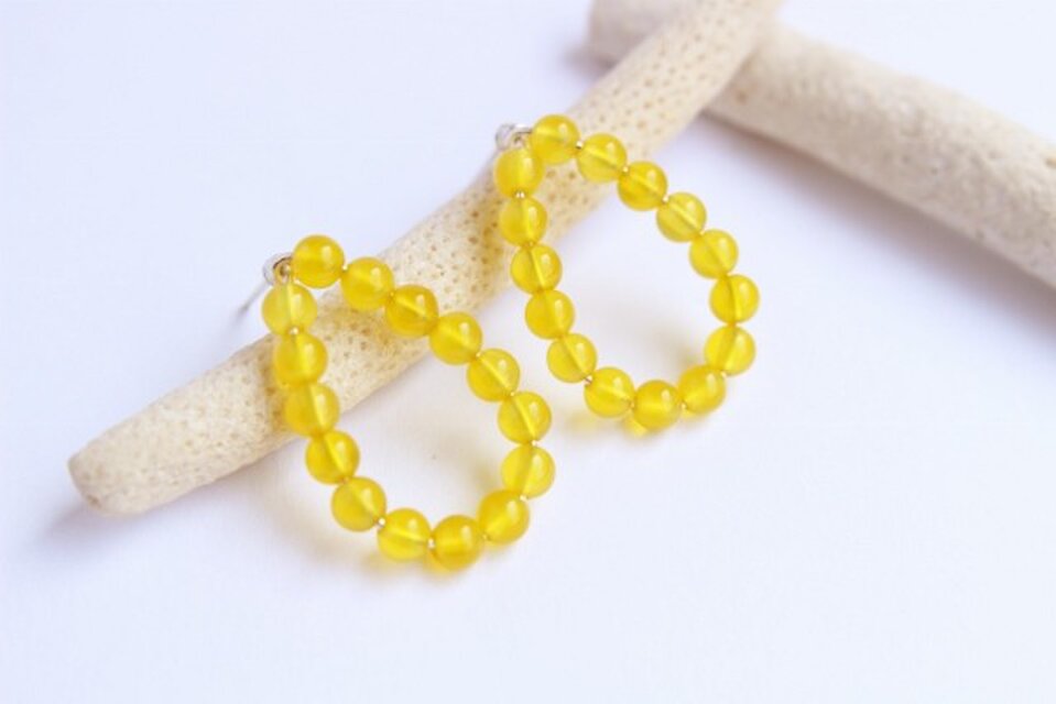 イエロージェイド　シズク　Wire　ピアス／イヤリング