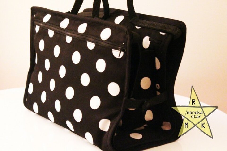 【売約済I様】№217.ベビーカーバック☆黒×白水玉