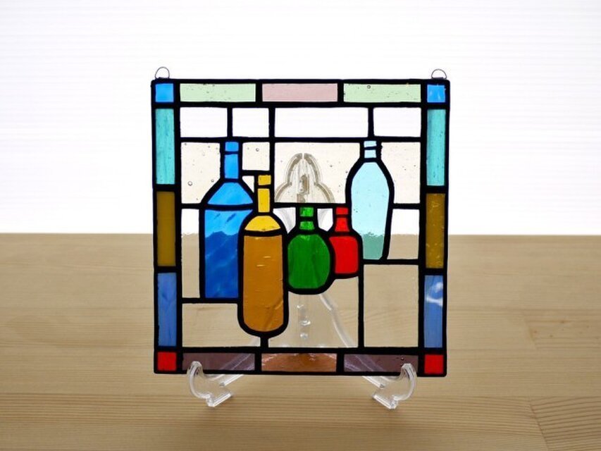 ステンドグラス ミニパネル ボトル 15cm