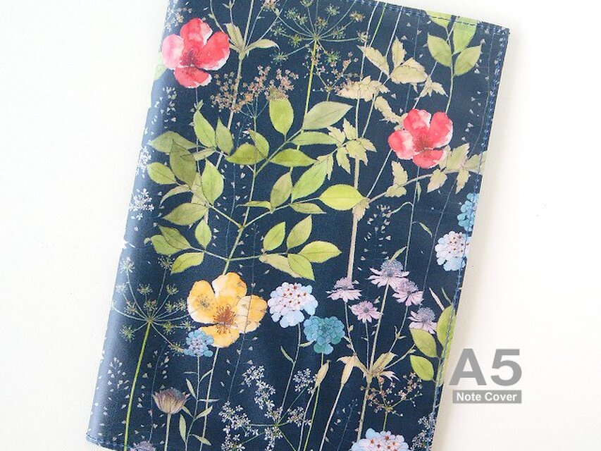K様ご予約品 リバティ A5 ノートカバー イルマ ネイビー