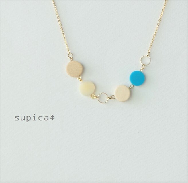 s29-GN489 ●サークル●【ターコイズ】と【高瀬貝】のネックレス