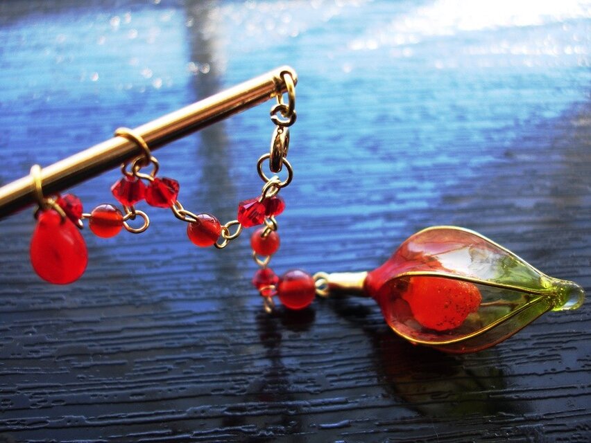 長さ自在鬼灯の簪２