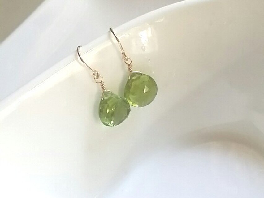 ペリドットマロンカットピアス　K14gf