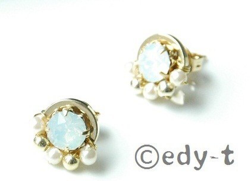 edy-t■Ｗオパールラウンドピアス☆送料無料