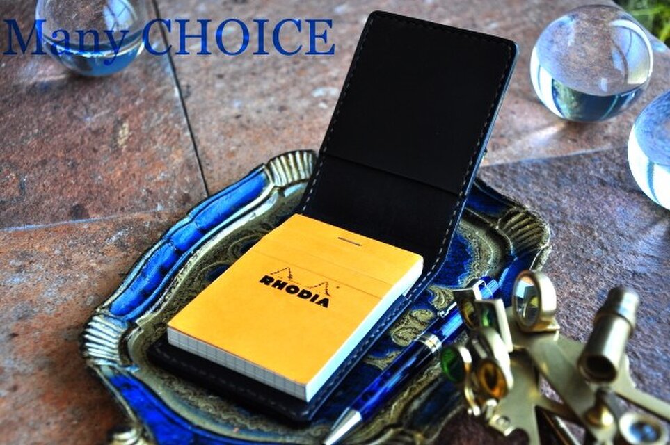 イタリアンバケッタ・エルバマット・ロディアメモ帳ホルダー(紺)