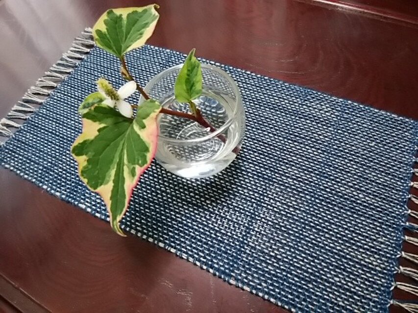 手織りセンター（藍×ベージュ）no.2