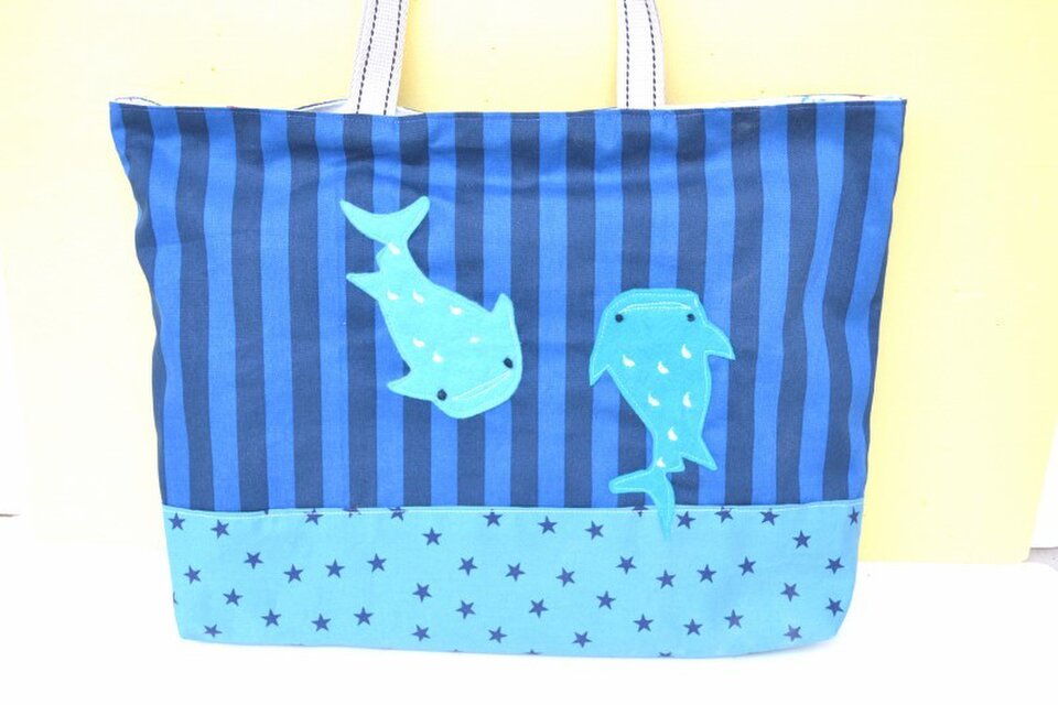 大人気★ジンベイザメのアップリケ・レッスンバッグ♪(タグなし)