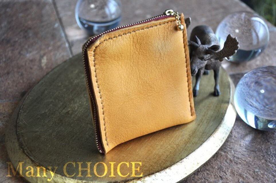 やみつきエルクのL型財布（黄茶）