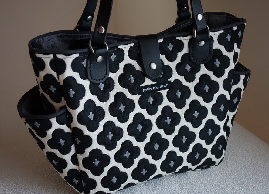 く様ご依頼品：サイドポケットバッグS（フランス生地 Thevenon：黒)