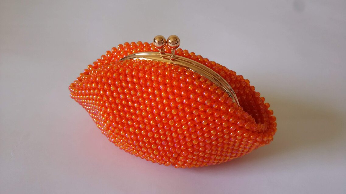 ビーズぎっしりミニパース ☆ ビタミン オレンジ ♪
