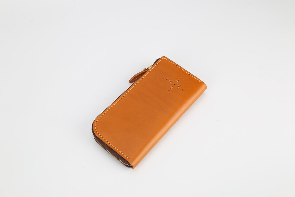 【切線派】【選べるステッチ】牛革手作りL字ファスナー長財布