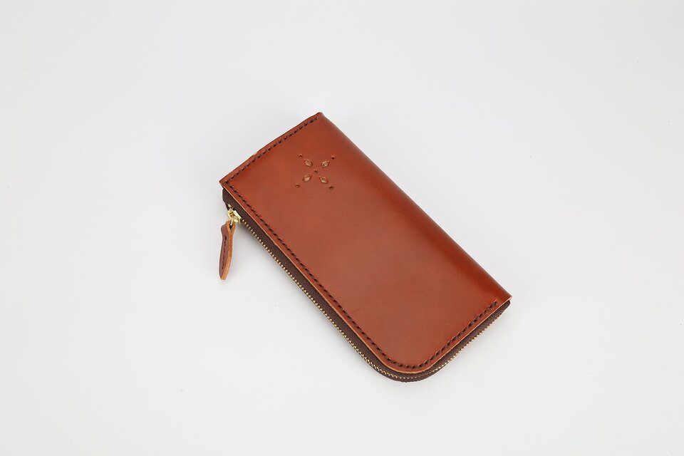 【切線派】【選べるステッチ】牛革手作りL字ファスナー長財布