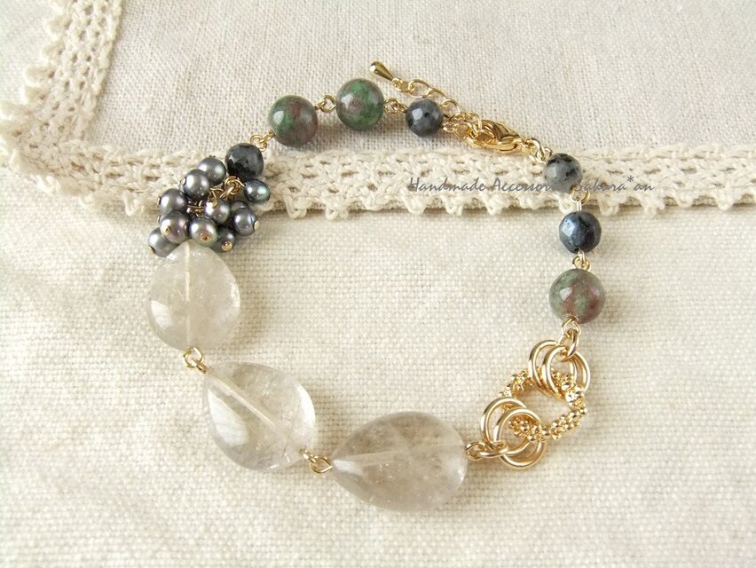 Bracelet　ルチル 淡水パール　(B0349)