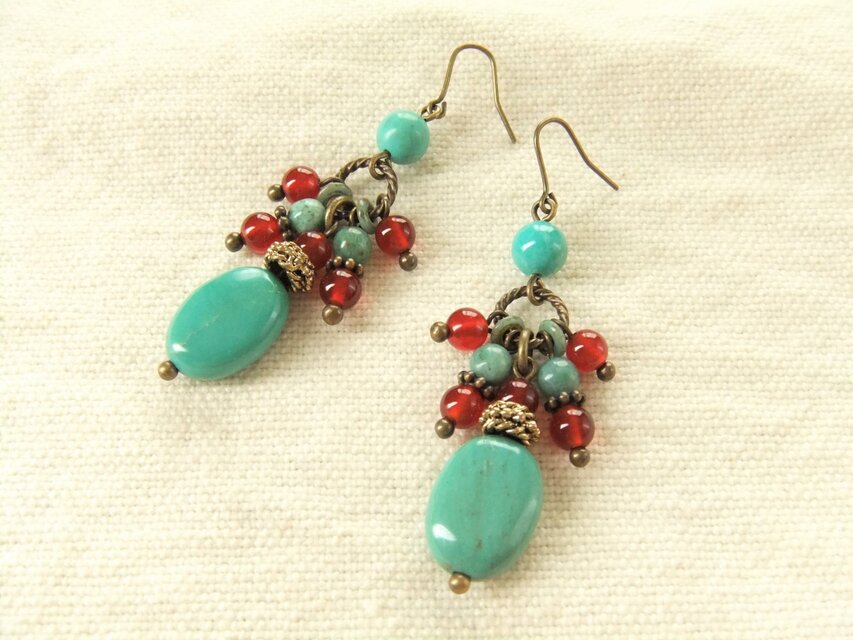 Pierces or Earrings  ターコイズ　アゲート（P0821）