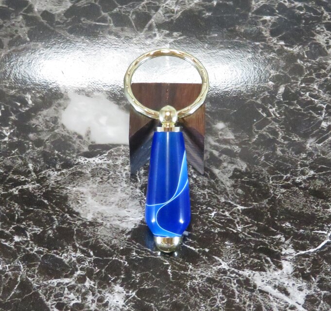 アクリルキーホルダー・キーリング　青　波模様