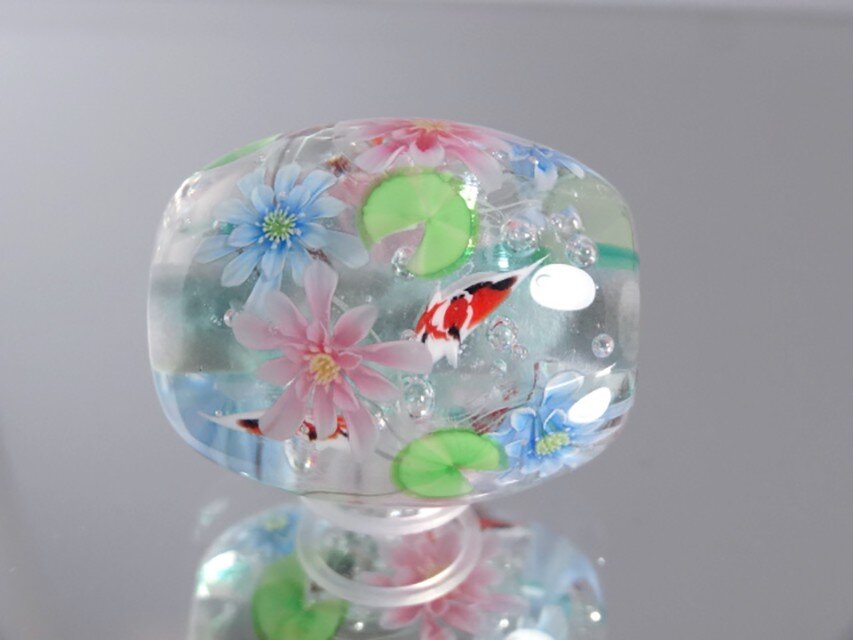 コアガラス　とんぼ玉　鈴蘭　新品未使用 ミヤコマリン 青芯 8mm/10mm/12mm / 10個セット蓄光 ホタル