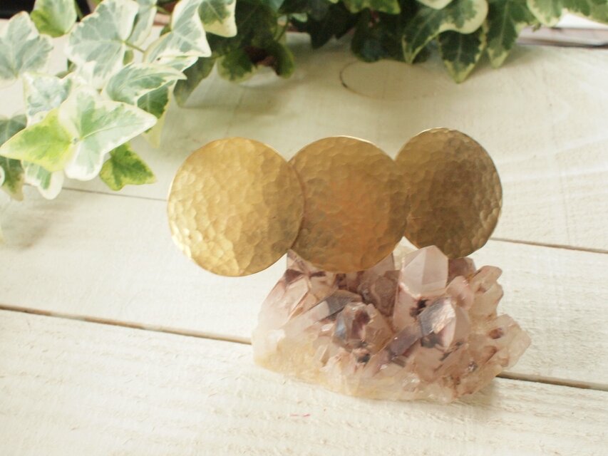 真鍮トリプルムーン　バレッタ表面ぽこぽこ　選べる金具８㎝６㎝