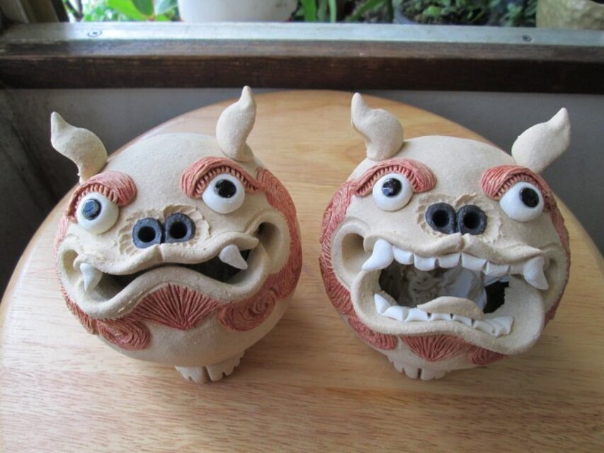 シーサー玉（大・萩・コーラルレッド）