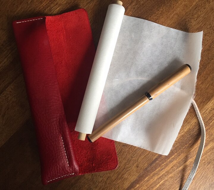 【生産終了】革ケース入り　和紙のお手紙セット「恋文 -Koibumi-」