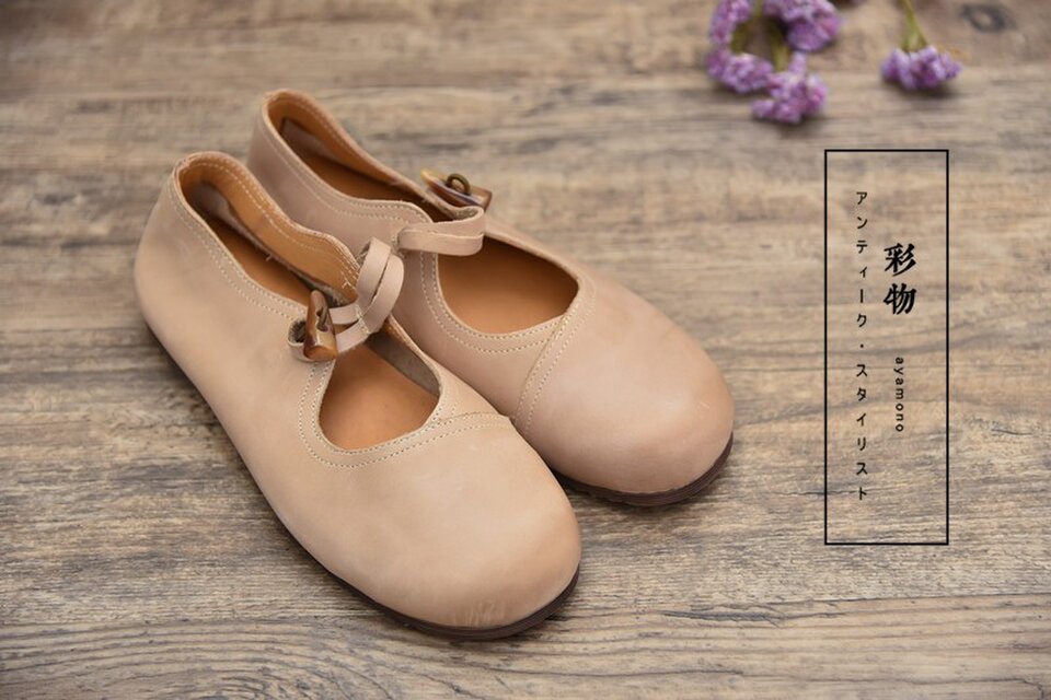 【受注製作】コロンと丸み　牛革パンプス　丸トウ　ベージュ　PH1013
