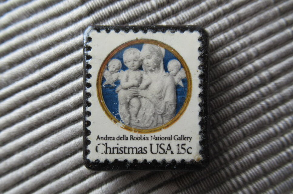 ★アメリカ　クリスマス切手ブローチ4037