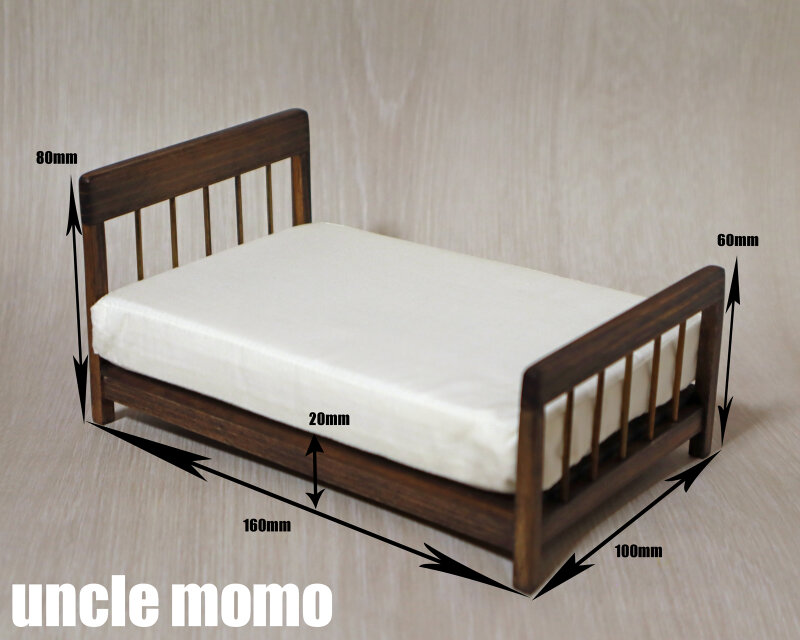 ドール用ベッド ダブル（色：エボニー） 1/12ミニチュア家具 | iichi 