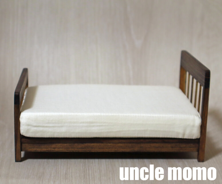 ドール用ベッド ダブル（色：エボニー） 1/12ミニチュア家具 | iichi