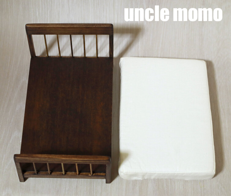 ドール用ベッド ダブル（色：エボニー） 1/12ミニチュア家具 | iichi