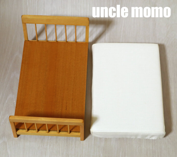 ドール用ベッド ダブル（色：オーク） 1/12ミニチュア家具 | iichi