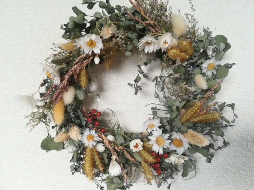 [送料無料]ドライフラワーリース◆ユーカリと、