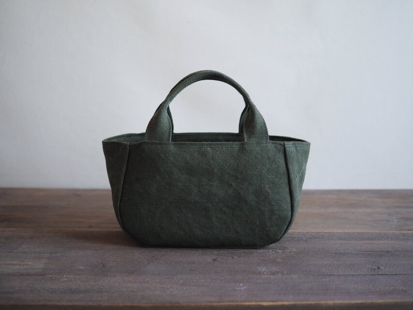 ＊受注制作＊【MILITARY TWILL】蓋付き丸トートS （カーキドラブ）