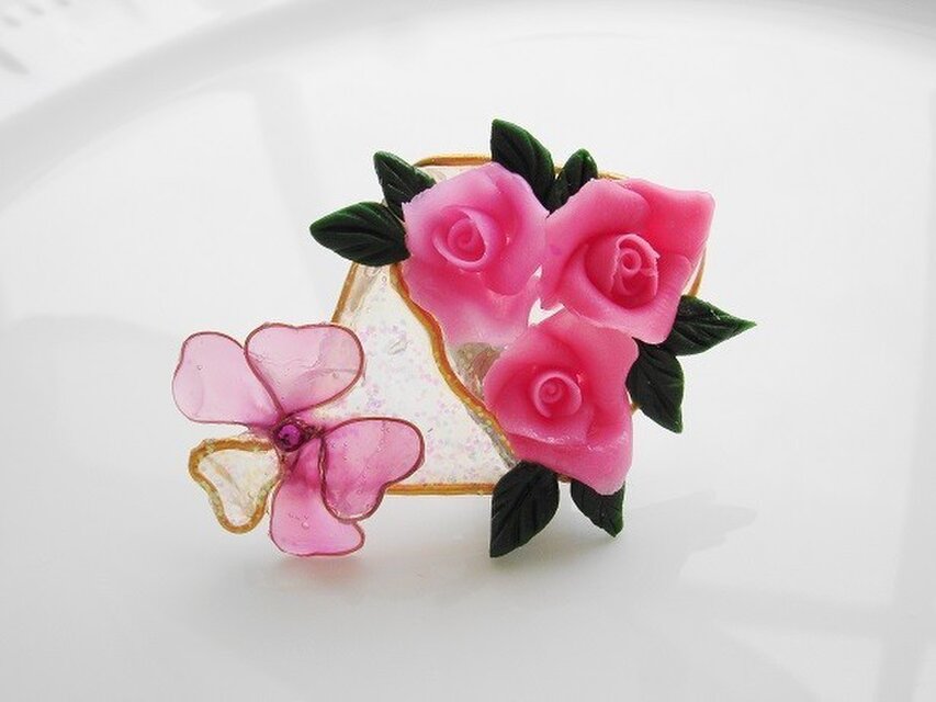 あなたへ（バラのブローチ、ピンク）