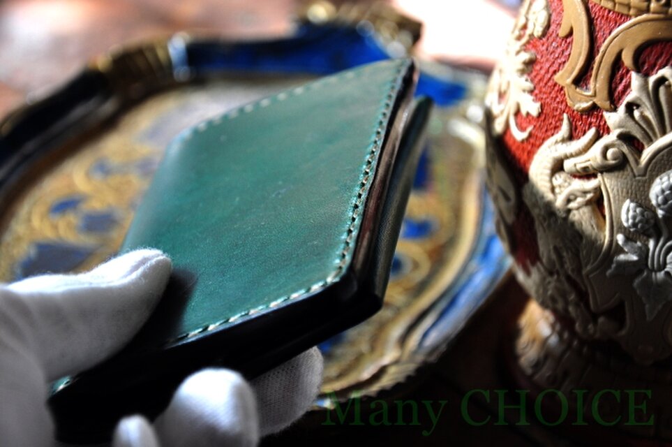 イタリアンレザー・帝王ブッテーロ・名刺入れ（グリーン）