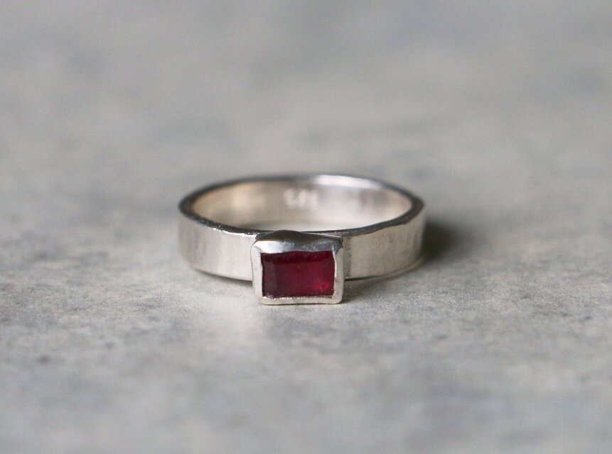 古代スタイル＊天然ルビー　指輪＊10号　SV