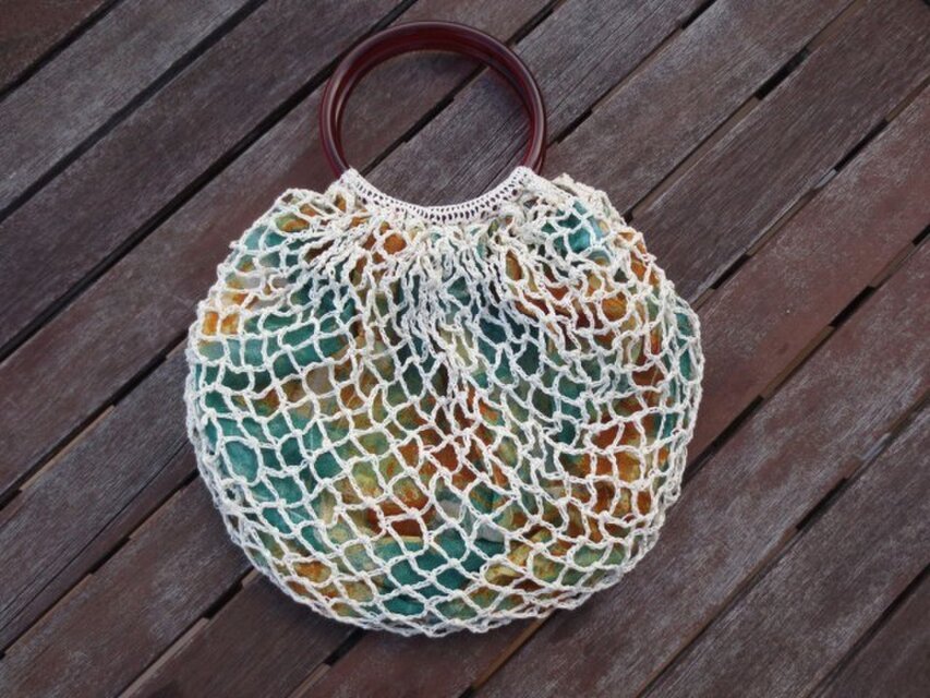 笹和紙ネットのオーバルバッグ（Green）