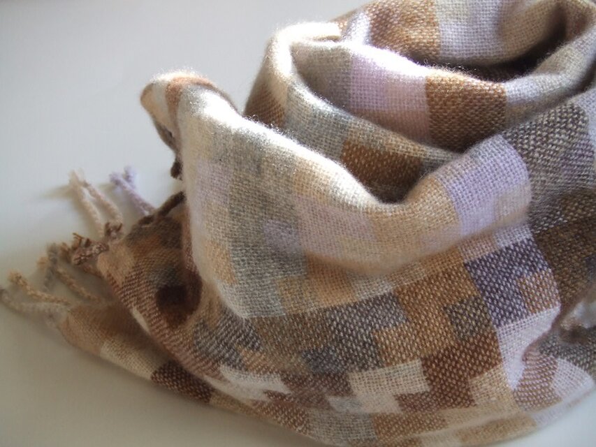 手織りカシミアストール・・アース