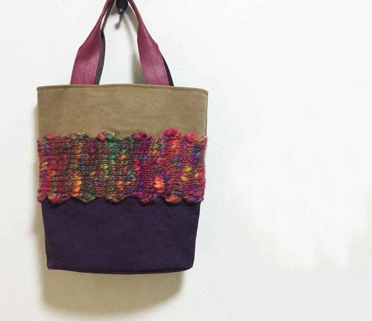 三段模様のもこもこバケツ型かばん