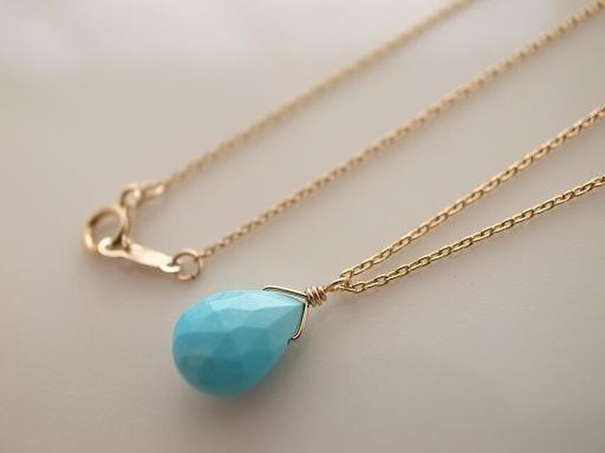 スリーピングビューティー ターコイズの一粒ネックレス