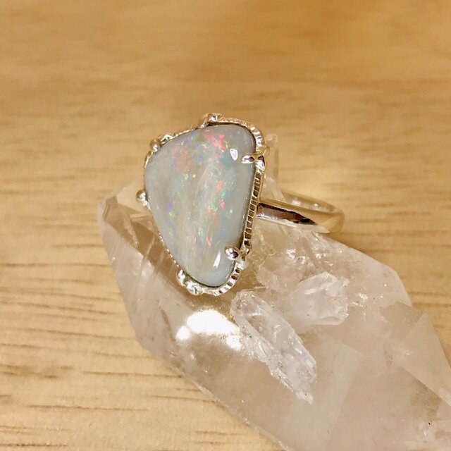 天然オパール純銀リング6.26ctオーストラリア・クーパーペディ｜11号