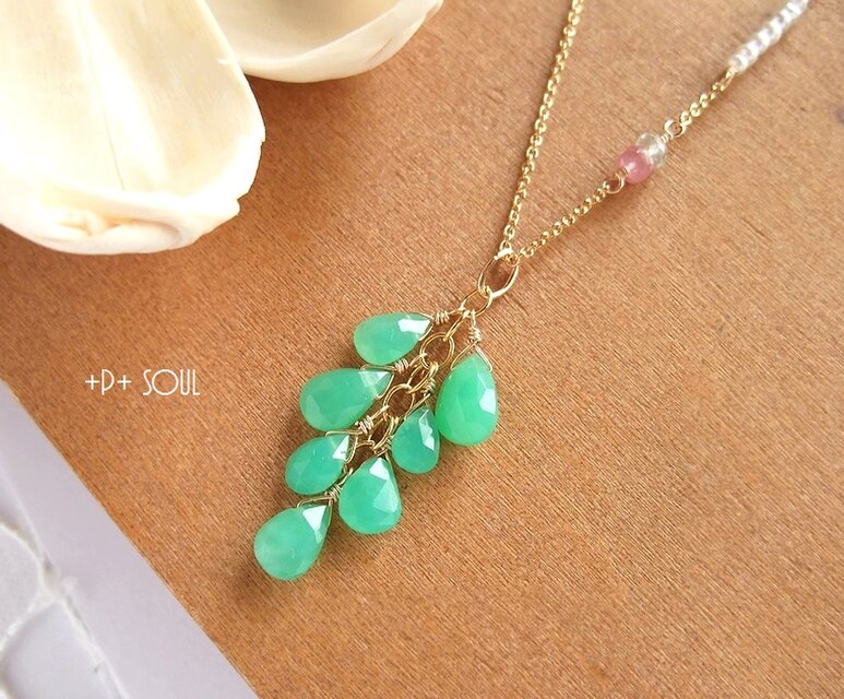 14kgf linepearlクリソプレーズネックレス 【CS-201N】