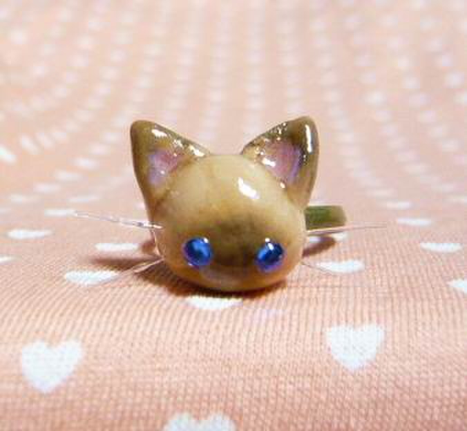 にゃんこのしっぽ〇にゃんリング〇フリーサイズ〇黒シャム猫