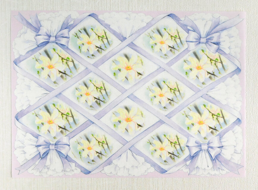 リボン＆こぶし ラッピングペーパー１０枚