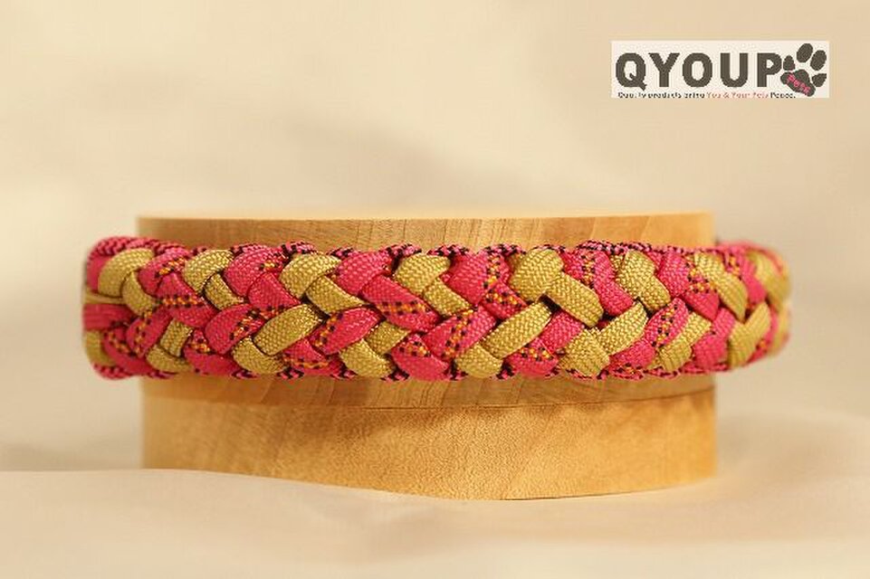 パラコード犬首輪☆ParaWan combi Paw（パウ）★★＜MSサイズ：30cm～33cm＞Pink-A