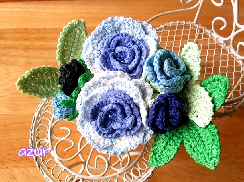 薔薇のコサージュ　サックス系