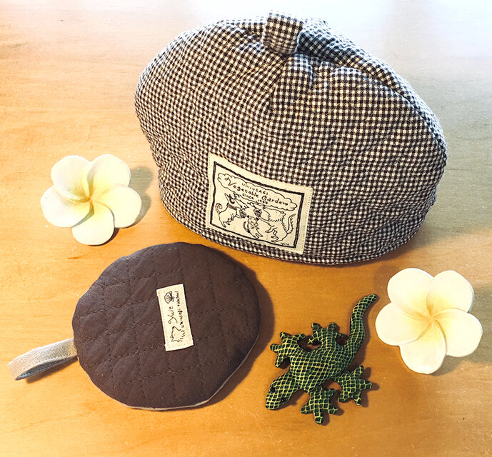 ポットカバー＆マットのセット  Sサイズ　チェック＆ベージュ